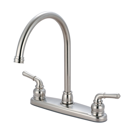 OLYMPIA FAUCETS Two Handle Kitchen Faucet, NPSM, Standard, Brushed Nickel, Number of Holes: 3 Hole K-5340-BN
